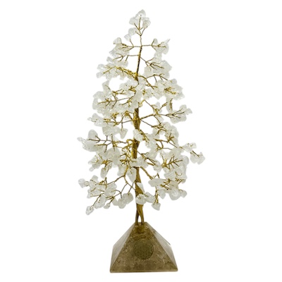 300 Bead Clear Quartz Tree Orgonite Pyramid Base